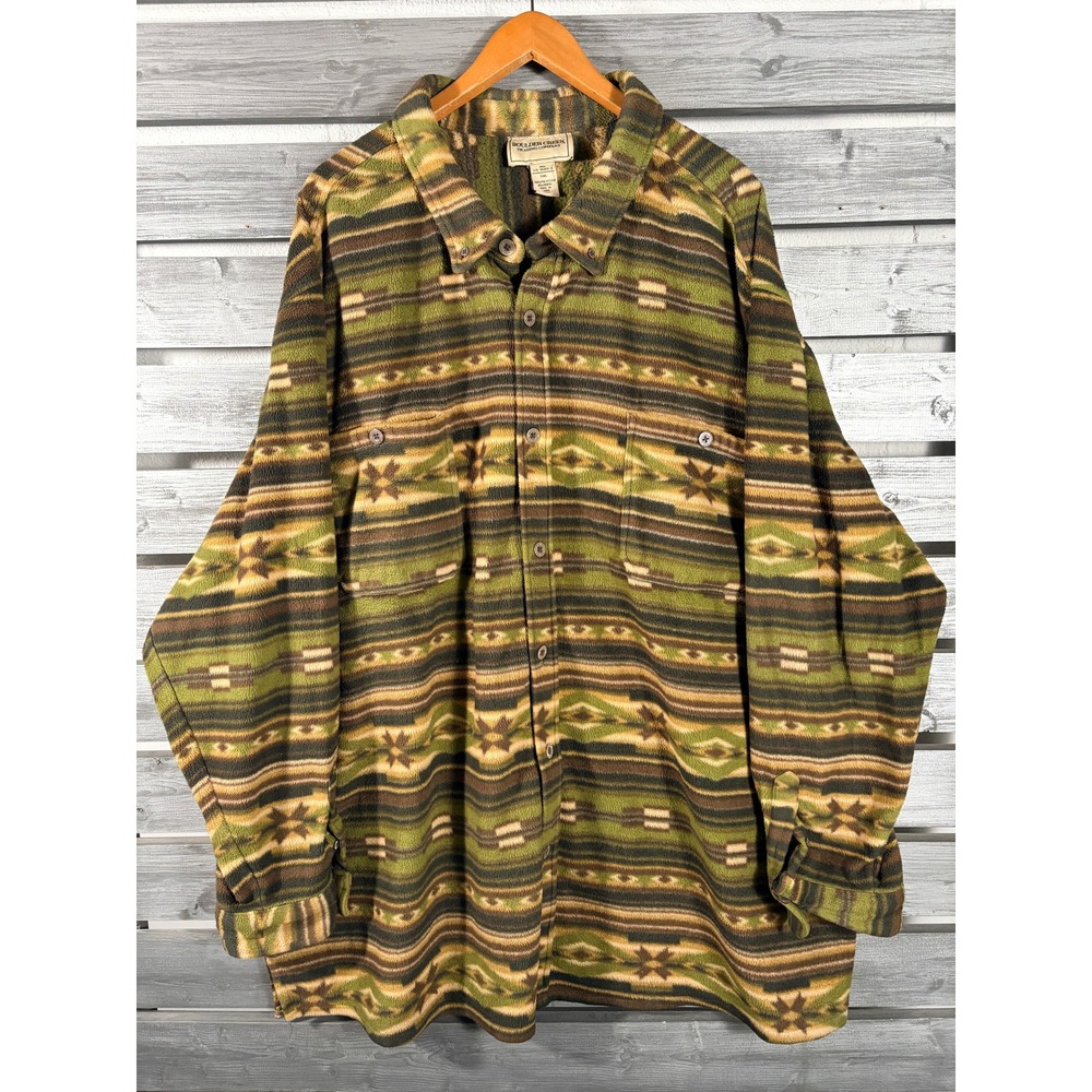 Boulder Creek Mens 5XL Fleece Shirt Jacket Southwestern Aztec Camo Hunting